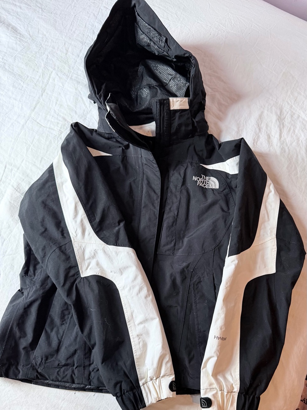 The North Face Black and White Hooded Ski Jacket